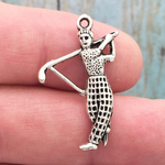 Golf Charm in Antique Silver Pewter