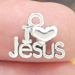 I Love Jesus Charms Wholesale Silver Pewter