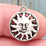Sun Face Charm Silver Pewter