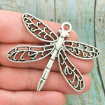 Dragonfly Charm Pendant Antique Silver Pewter Extra Large