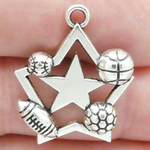 Sports Charms Wholesale in Antique Silver Pewter