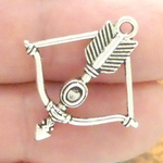 Bow and Arrow Charms Wholesale in Antique Silver Pewter