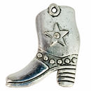 Cowboy Boot Charm Pendant in Antique Silver Pewter Medium