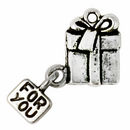 Present Charm with Tag in Antique Silver Pewter