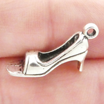 High Heel Shoe Charms for Bracelets in Silver Pewter