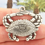 Silver Crab Charms for Jewelry Making in Pewter