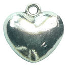 Half Puffed Plain Heart Charm Pendant with Antique Silver Pewter