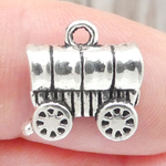 Covered Wagon Charm in Antique Silver Pewter