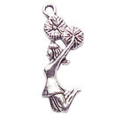 Jumping Cheerleader Charm Antique Silver Pewter