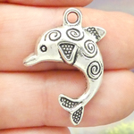 Ornate Dolphin Charms Wholesale in Silver Pewter