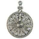 Fleur De Lis Compass Charm in Antique Silver Pewter