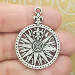 Fleur De Lis Compass Charms Bulk in Silver Pewter