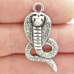 King Cobra Charm in Antique Silver Pewter