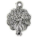 Bird Small Peacock Charm in Antique Silver Pewter