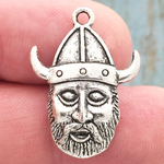 Viking Head Charm Silver Pewter