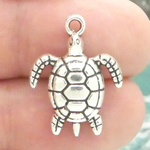 Sea Turtle Charm in Antique Silver Pewter Medium