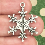 Ornate Snowflake Charm in Silver Pewter