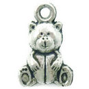 Small Teddy Bear Charm in Silver Pewter