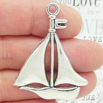 Sailboat Pendant in Silver Pewter Large