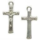 Medjugorje Crucifix Cross Charm in Antique Silver Pewter Small