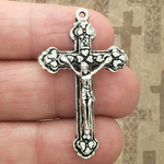 Crucifix Cross Charm Silver Pewter