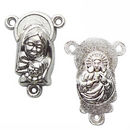 Rosary Center Christian Religious Charm in Antique Silver Pewter
