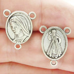 Divine Mercy Rosary Centerpiece Wholesale in Antique Silver Pewter