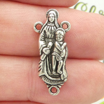Rosary Center Religious Charm in Antique Silver Pewter