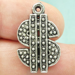 Dollar Sign Charm in Silver Pewter