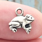 Leaping Frog Charm in Silver Pewter Small