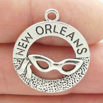 New Orleans Charm in Silver Pewter with Mask