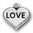 Heart Love Charm Antique Silver Pewter
