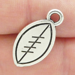 Flat Football Charms for Jewelry Making in Silver Pewter
