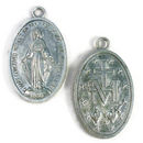 Blessed Virgin Mary Miraculous Medal in Silver Pewter Large
