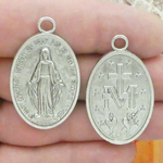 Blessed Virgin Mary Miraculous Medals Wholesale in Silver Pewter Large