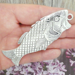 Fish Pendant Bulk in Silver Pewter Large