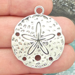 Medium Sand Dollar Charm in Antique Silver Pewter