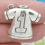 Sports Jersey Football Charm in Antique Silver Pewter