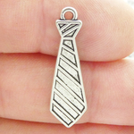 Necktie Charm in Antique Silver Pewter