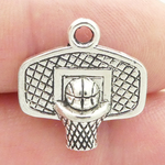 Backboard Basketball Charms for Jewelry Silver Pewter
