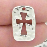 Hammered Cross Charms Bulk in Silver Pewter
