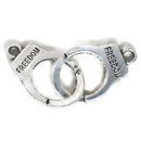 Handcuffs Charm 3D in Antique Silver Pewter