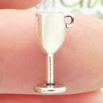 Wine Glass Charm 3D in Antique Silver Pewter