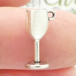 Wine Glass Charm 3D in Antique Silver Pewter