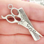Hair Stylist Charms Wholesale in Antique Silver Pewter