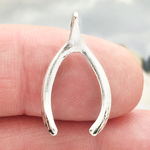 Wishbone Charm 3D in Antique Silver Pewter