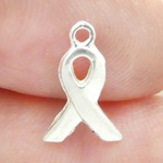 Awareness Ribbon Charm Small in Antique Silver Pewter Medium