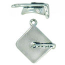 Graduation Cap Charm 3D Antique Silver Pewter