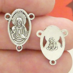 Sacred Heart of Jesus Rosary Center in Antique Silver Pewter