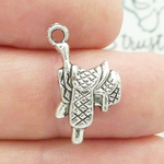 Cowboy Saddle Charm in Antique Silver Pewter
